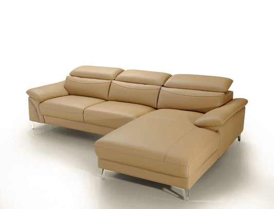 Divani Casa Sura - Modern Camel Leather Right Facing Sectional Sofa