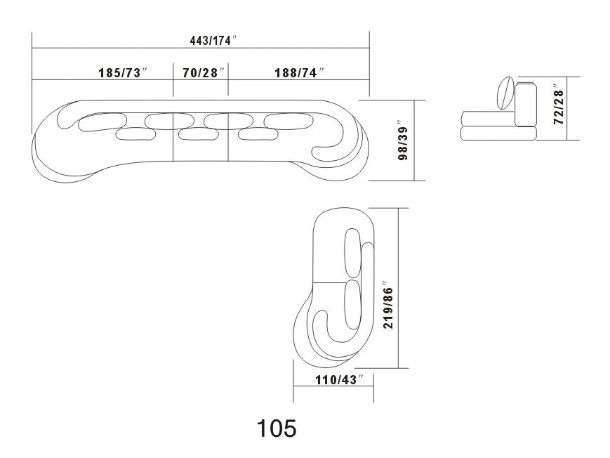 Divani Casa Rodus - Modern White Leather Curved Sectional Sofa with Wood Trim