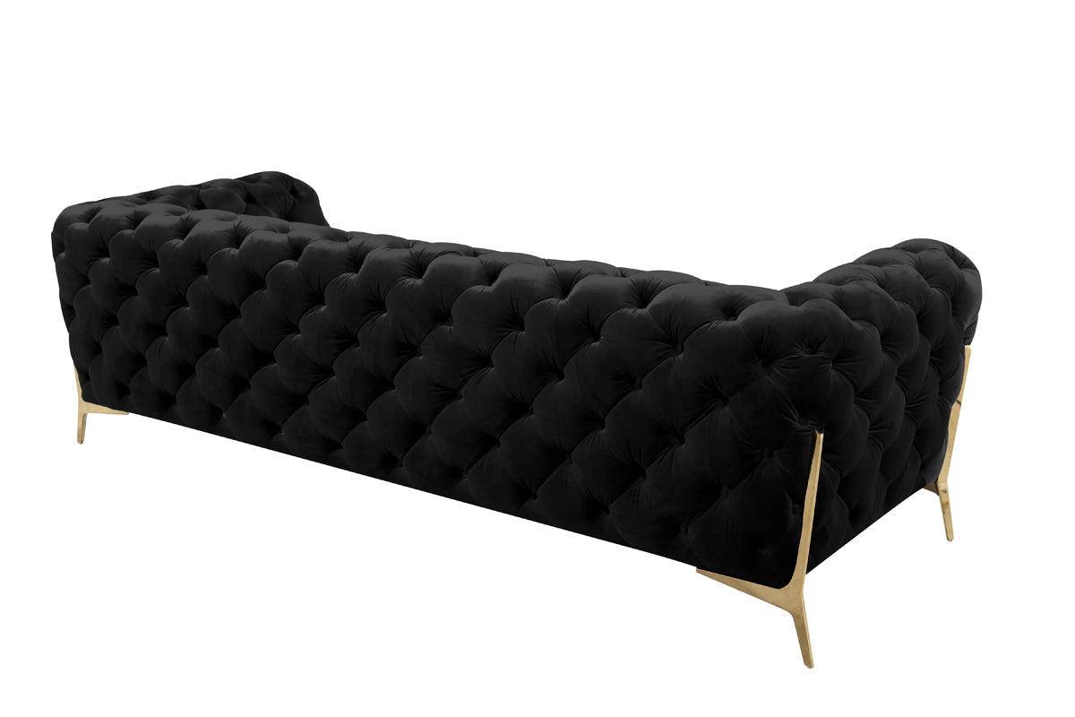 Divani Casa Sheila Modern Black Velvet Sofa Set