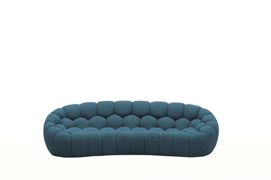 Divani Casa Yolonda - Modern Curved Dark Teal Fabric Sofa