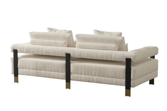 Divani Casa Stratford - Modern Off-White Fabric 3-Seater Sofa