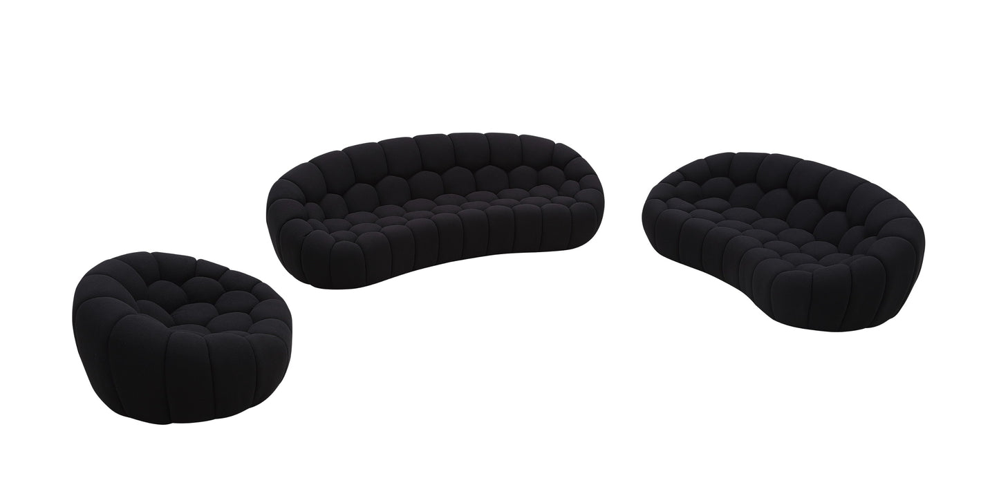 Divani Casa Yolonda - Modern Curved Black Fabric Sofa Set