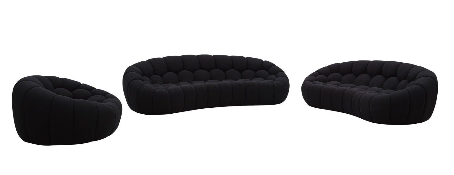 Divani Casa Yolonda - Modern Curved Black Fabric Sofa Set