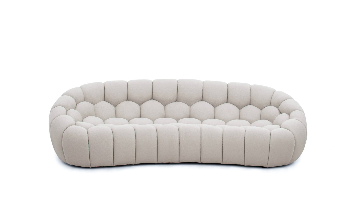 Divani Casa Yolonda - Modern Curved Beige Fabric Sofa