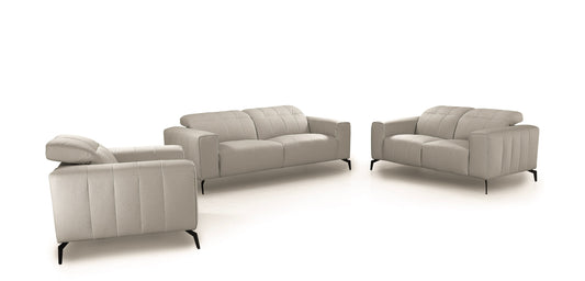 Divani Casa Wayne - Modern Light Grey Leather Sofa Set