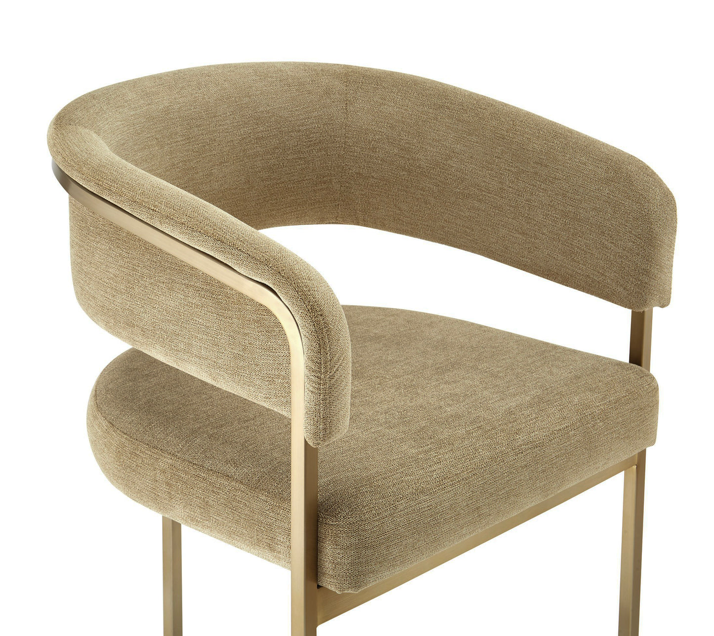 Modrest Sebastian - Modern Brown Fabric + Antique Brass Counter Chair