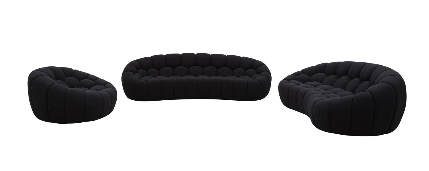 Divani Casa Yolonda - Modern Curved Black Fabric Sofa Set
