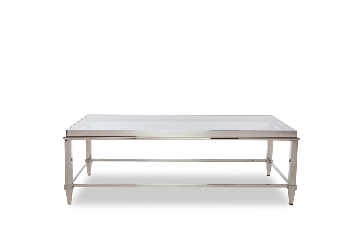 Modrest Agar Modern Glass & Stainless Steel Coffee Table