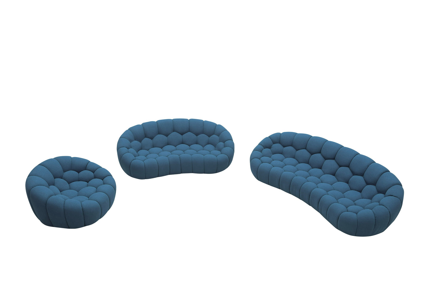 Divani Casa Yolonda - Modern Curved Dark Teal Fabric Sofa Set