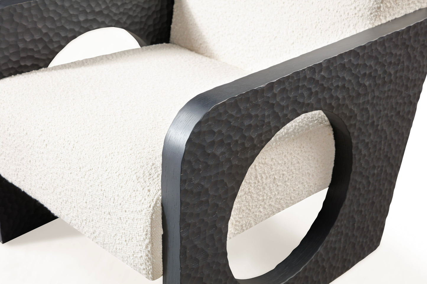 Modrest Midland - Modern Off White Fabric + Black Oak Accent Chair