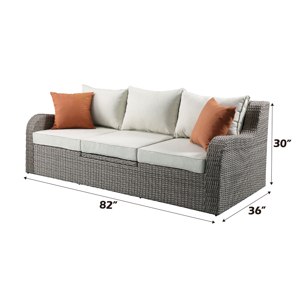Salena Patio Sofa W/2 Pillows & 2 Ottomans