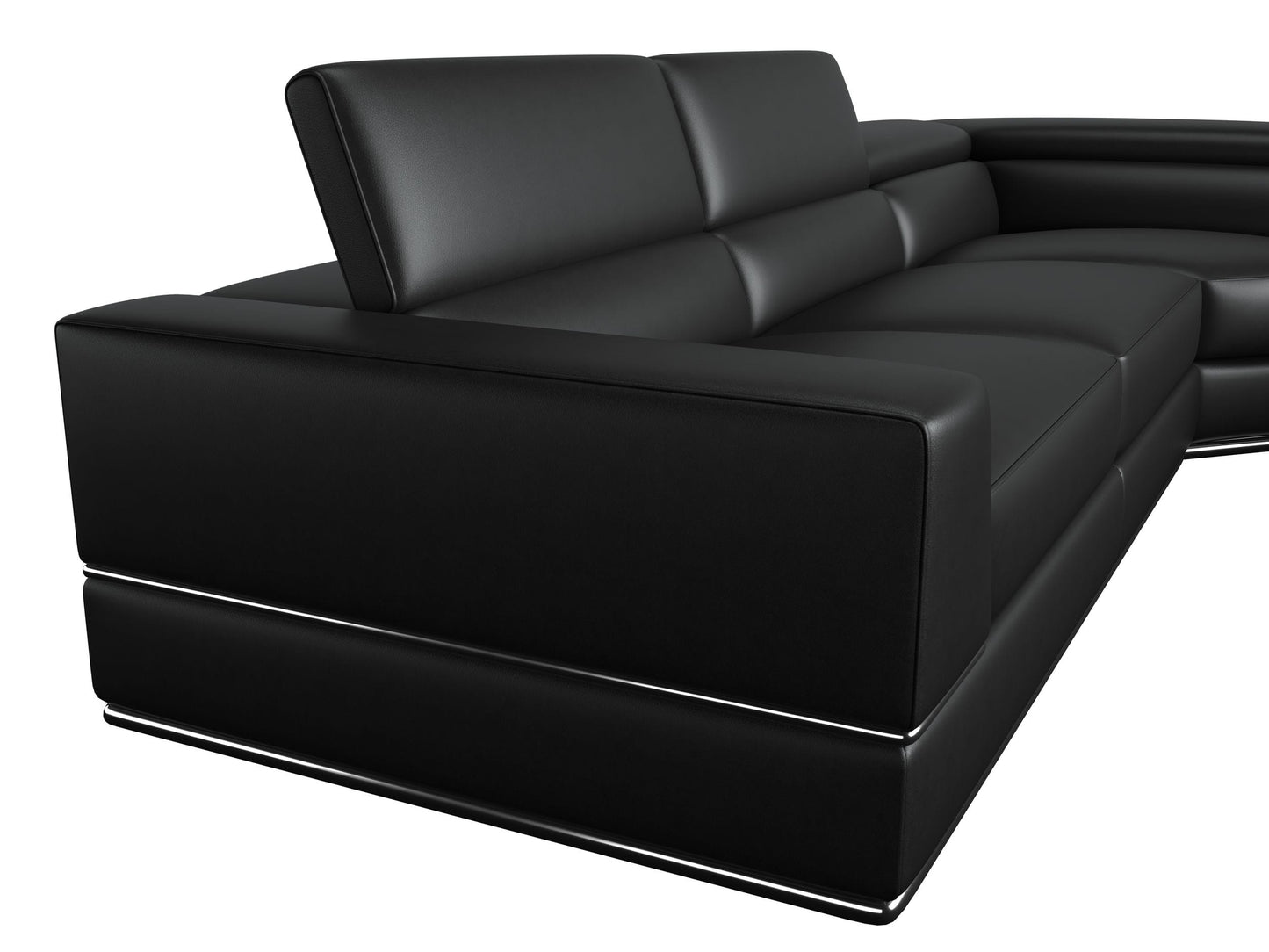 Divani Casa Pella - Modern Black Italian Leather U Shaped Sectional Sofa