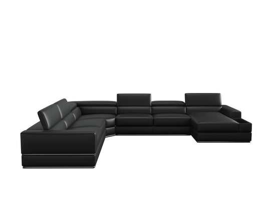 Divani Casa Pella - Modern Black Italian Leather U Shaped Sectional Sofa