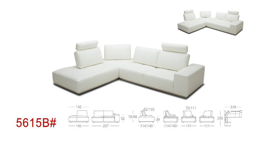 Divani Casa Martha - Modern White Leather Right Facing Sectional Sofa
