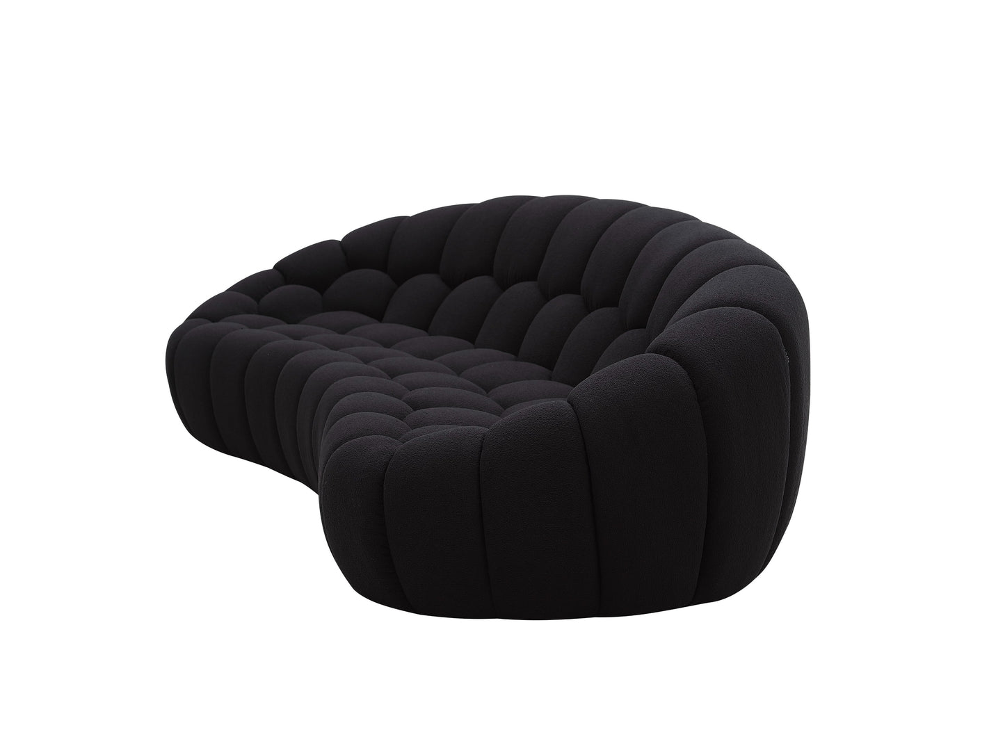 Divani Casa Yolonda - Modern Curved Black Fabric Sofa
