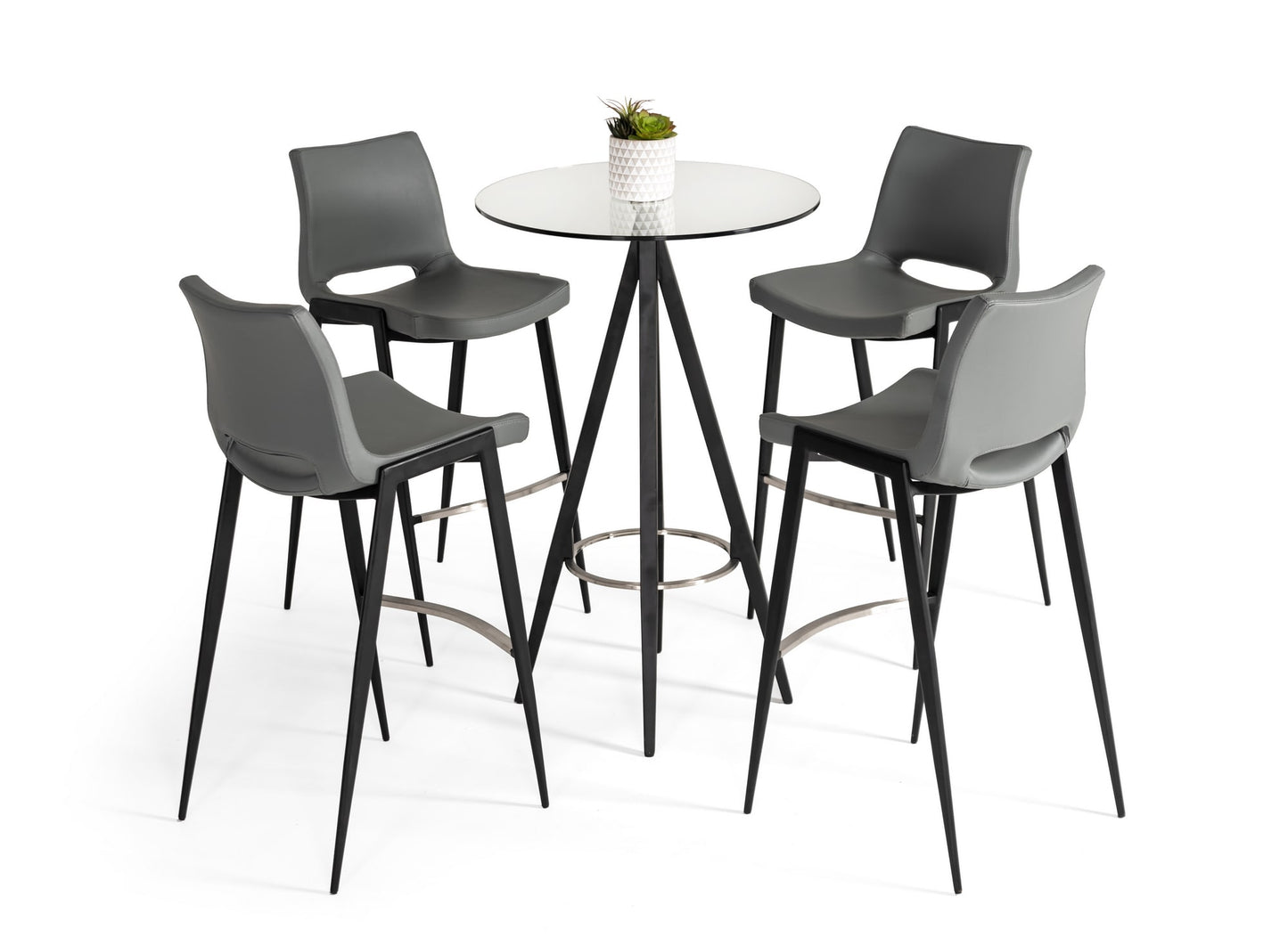 Modrest Dallas - Clear Glass and Black Metal Bar Table