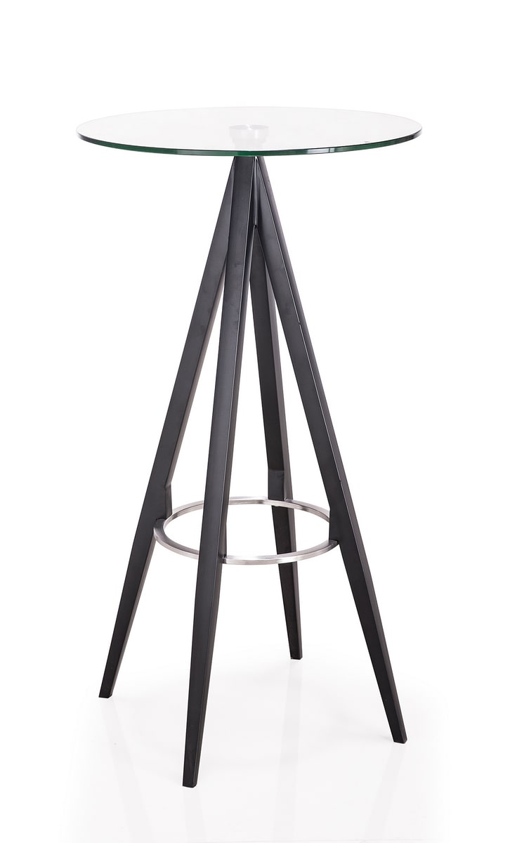 Modrest Dallas - Clear Glass and Black Metal Bar Table
