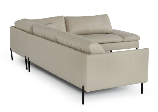 Divani Casa Sherry - Modern Grey Leather Right Facing Sectional Sofa