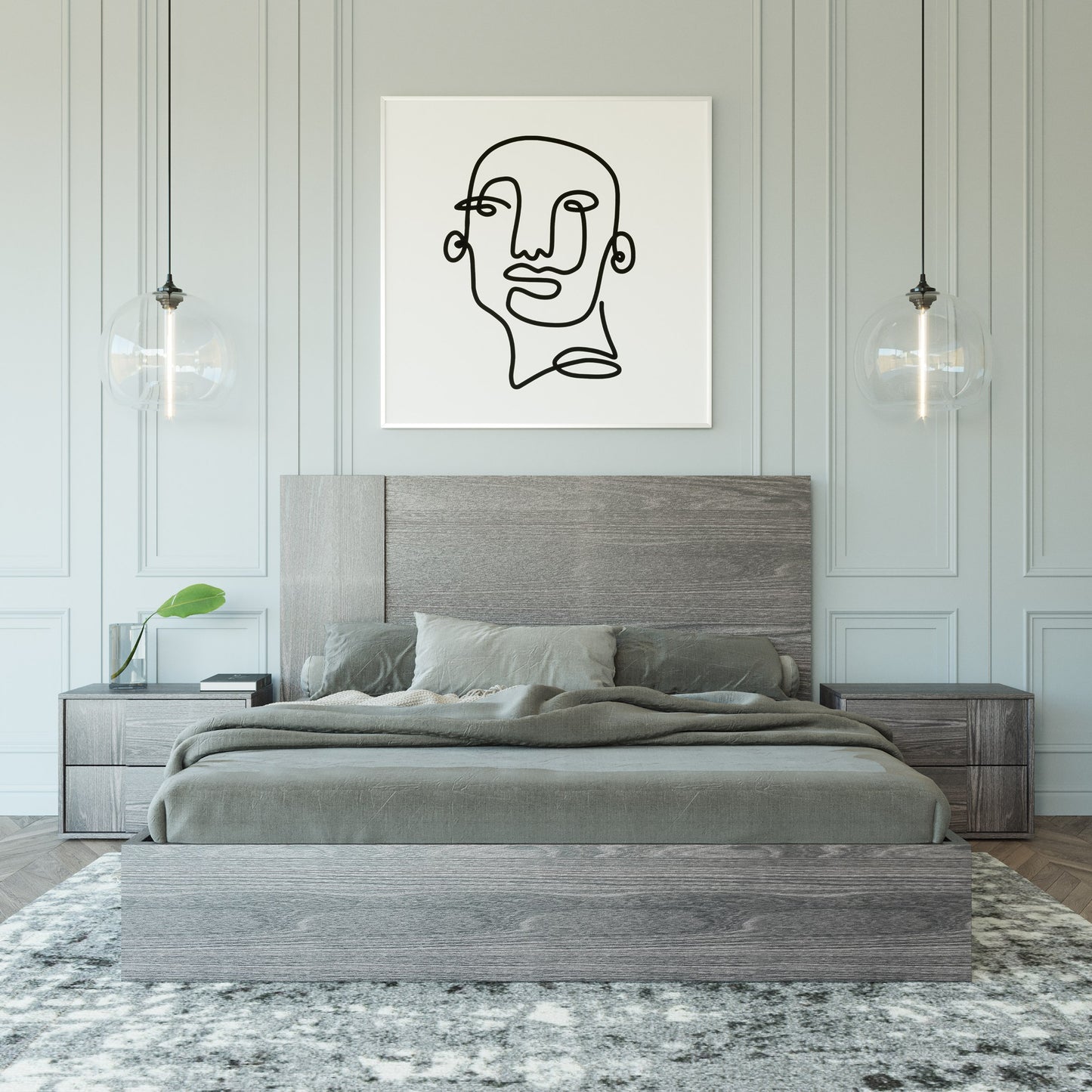 Nova Domus Asus - Modern Italian Grey Elm 4-Piece Bedroom Set