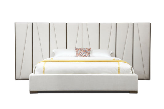 Modrest Nixa - Modern Beige Velvet + Brushed Bronze Bed