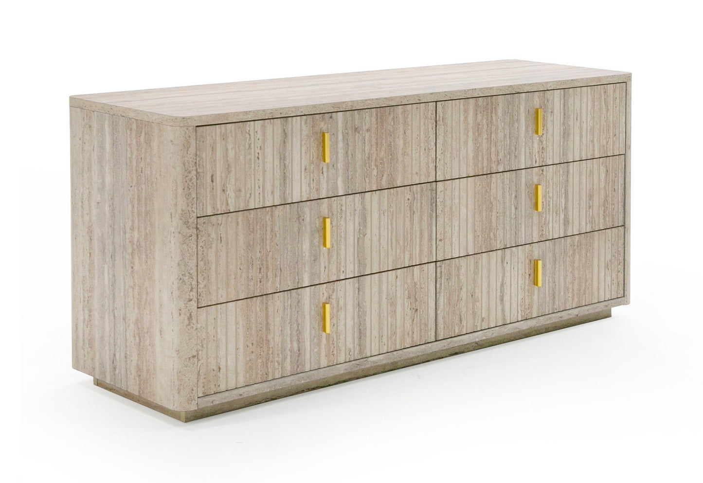 Nova Domus Roma - Modern Faux Travertine + Gold Dresser