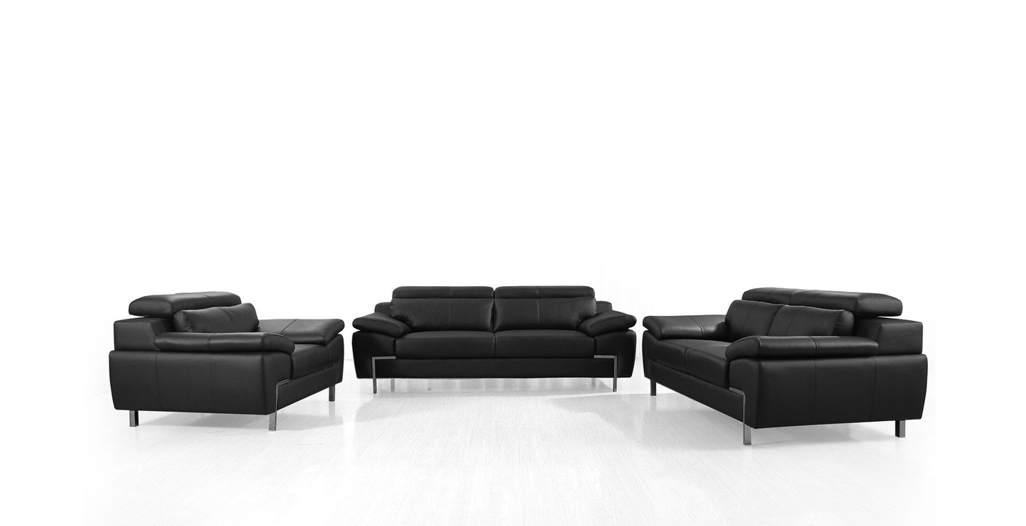 Divani Casa Grange - Modern Black Leather Sofa Set