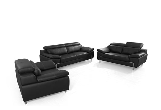 Divani Casa Grange - Modern Black Leather Sofa Set