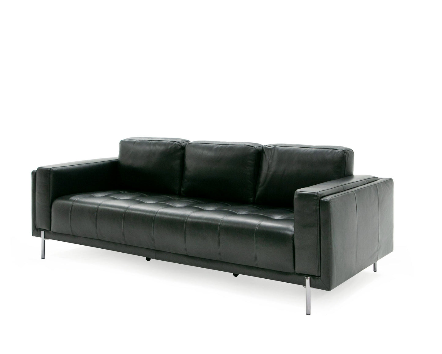 Divani Casa Schmidt - Modern Black Leather Sofa + 2 Chairs