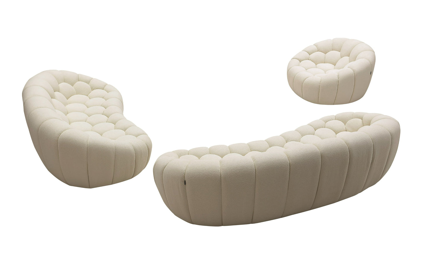 Divani Casa Yolonda - Modern Curved Off-White Fabric Sofa Set