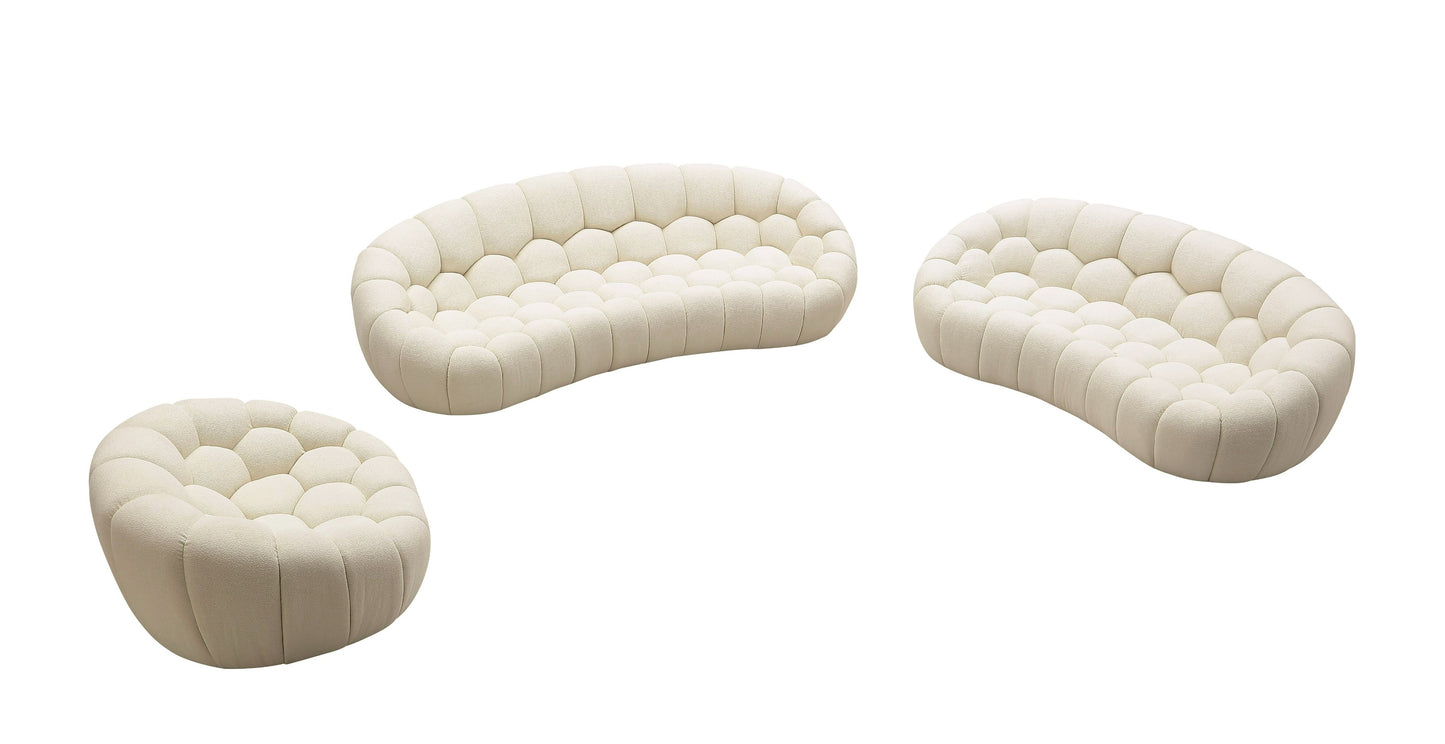 Divani Casa Yolonda - Modern Curved Off-White Fabric Sofa Set