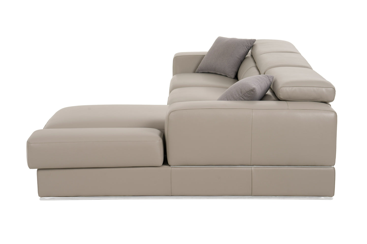 Divani Casa Pella Mini - Modern Grey Italian Leather Right Facing Chaise Sectional Sofa