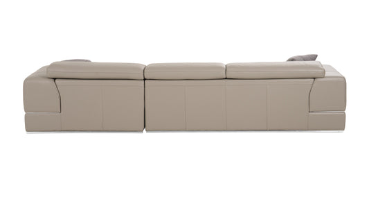 Divani Casa Pella Mini - Modern Grey Italian Leather Right Facing Chaise Sectional Sofa
