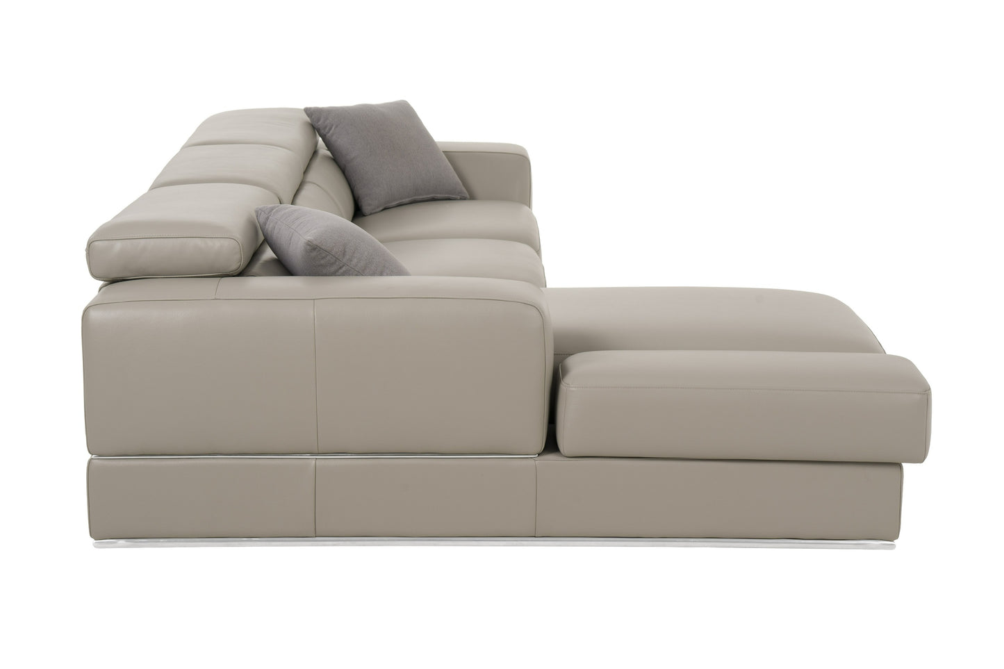 Divani Casa Pella Mini - Modern Grey Italian Leather Left Facing Sectional Sofa