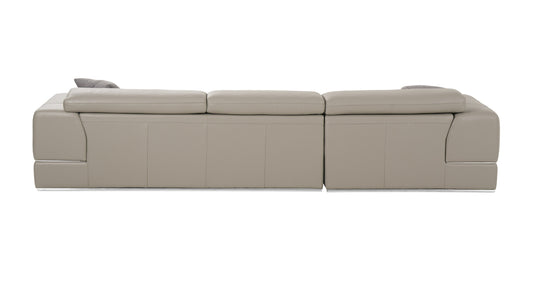 Divani Casa Pella Mini - Modern Grey Italian Leather Left Facing Sectional Sofa