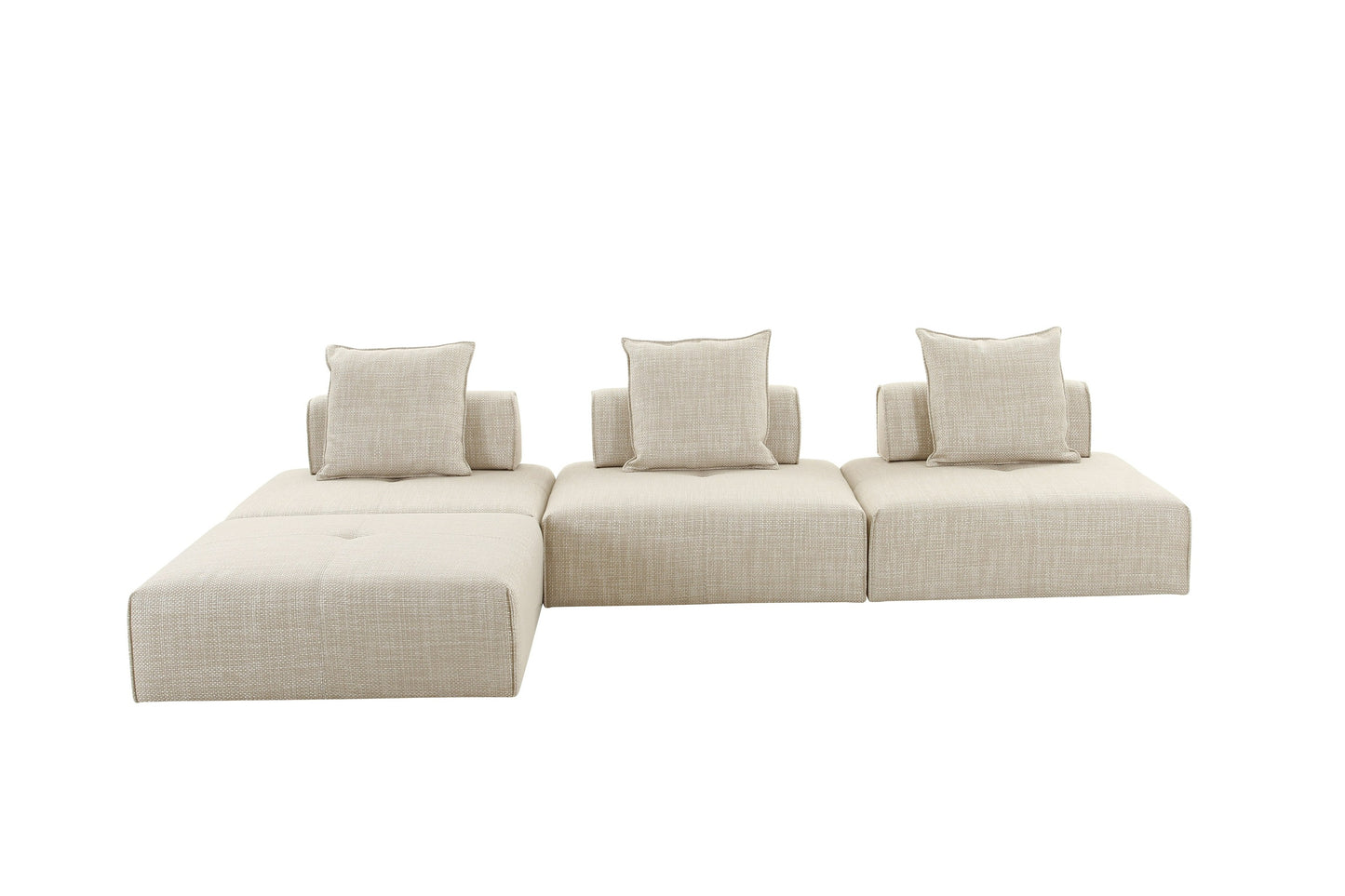 Divani Casa Mondo - Modern Modular Beige Fabric Armless Seat