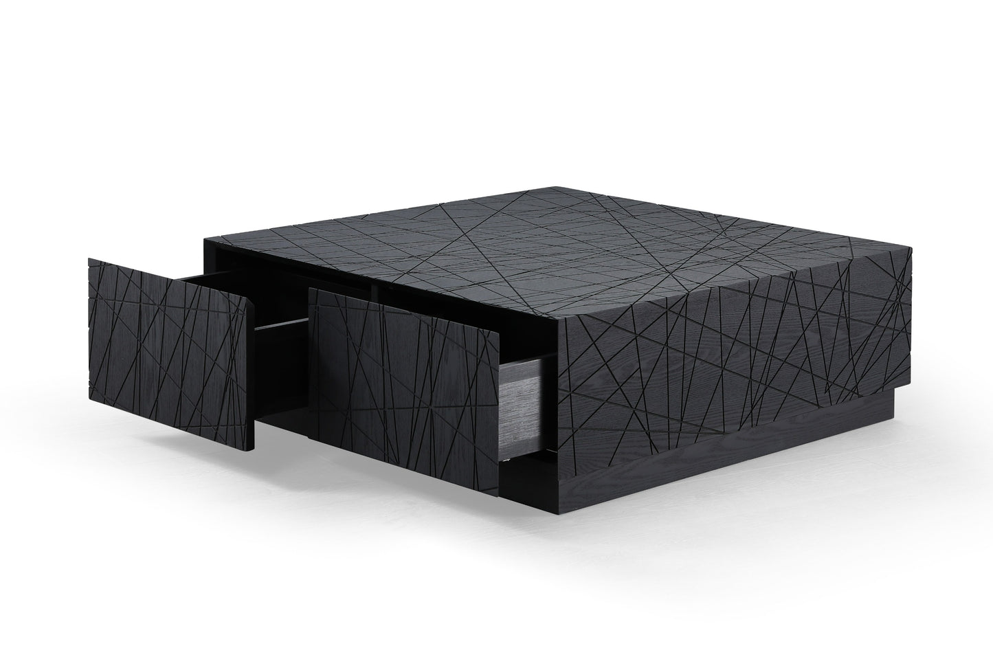 Modrest Kenda - Modern Black Oak Square Coffee Table With Storage