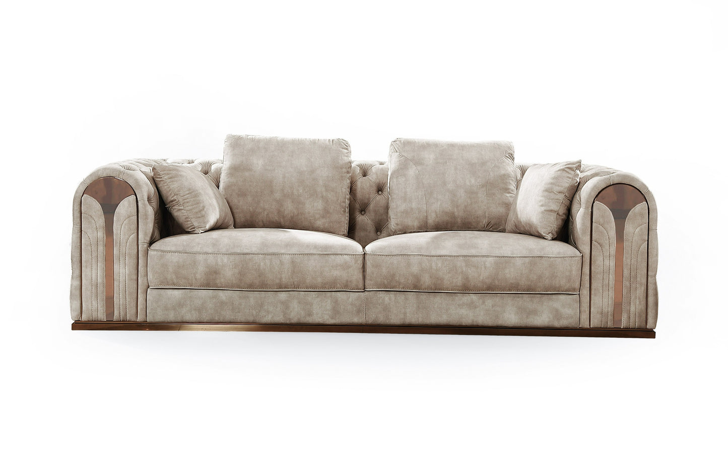Divani Casa Dosie - Transitional Beige Velvet Sofa Set