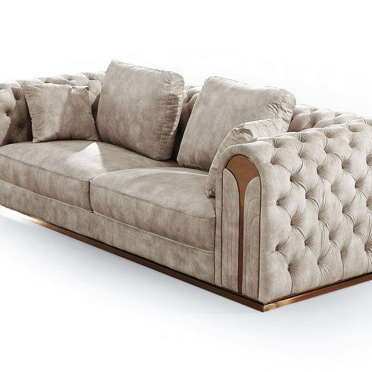 Divani Casa Dosie - Transitional Beige Velvet Sofa Set