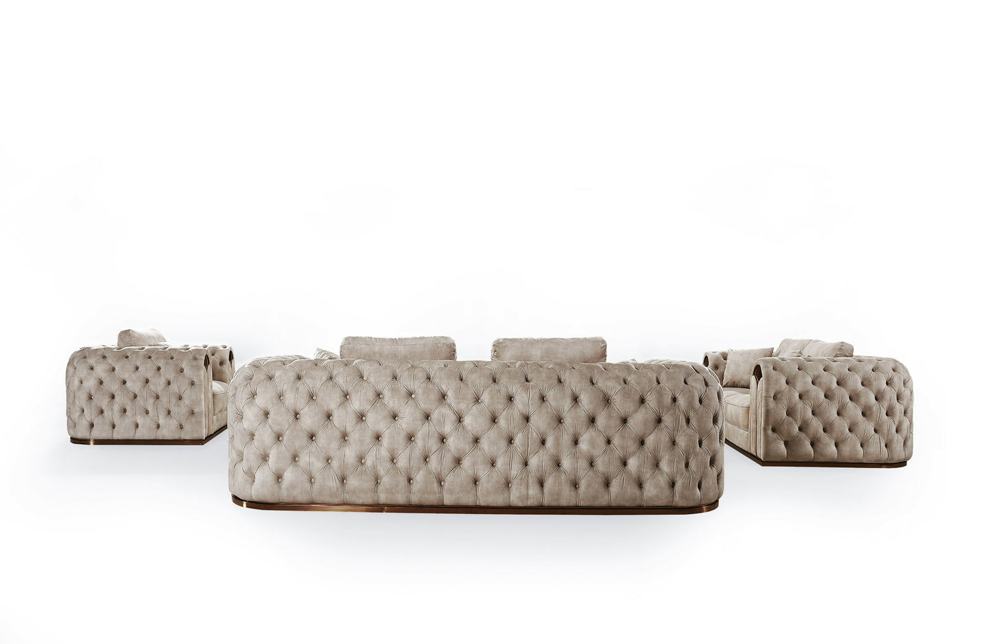 Divani Casa Dosie - Transitional Beige Velvet Sofa Set