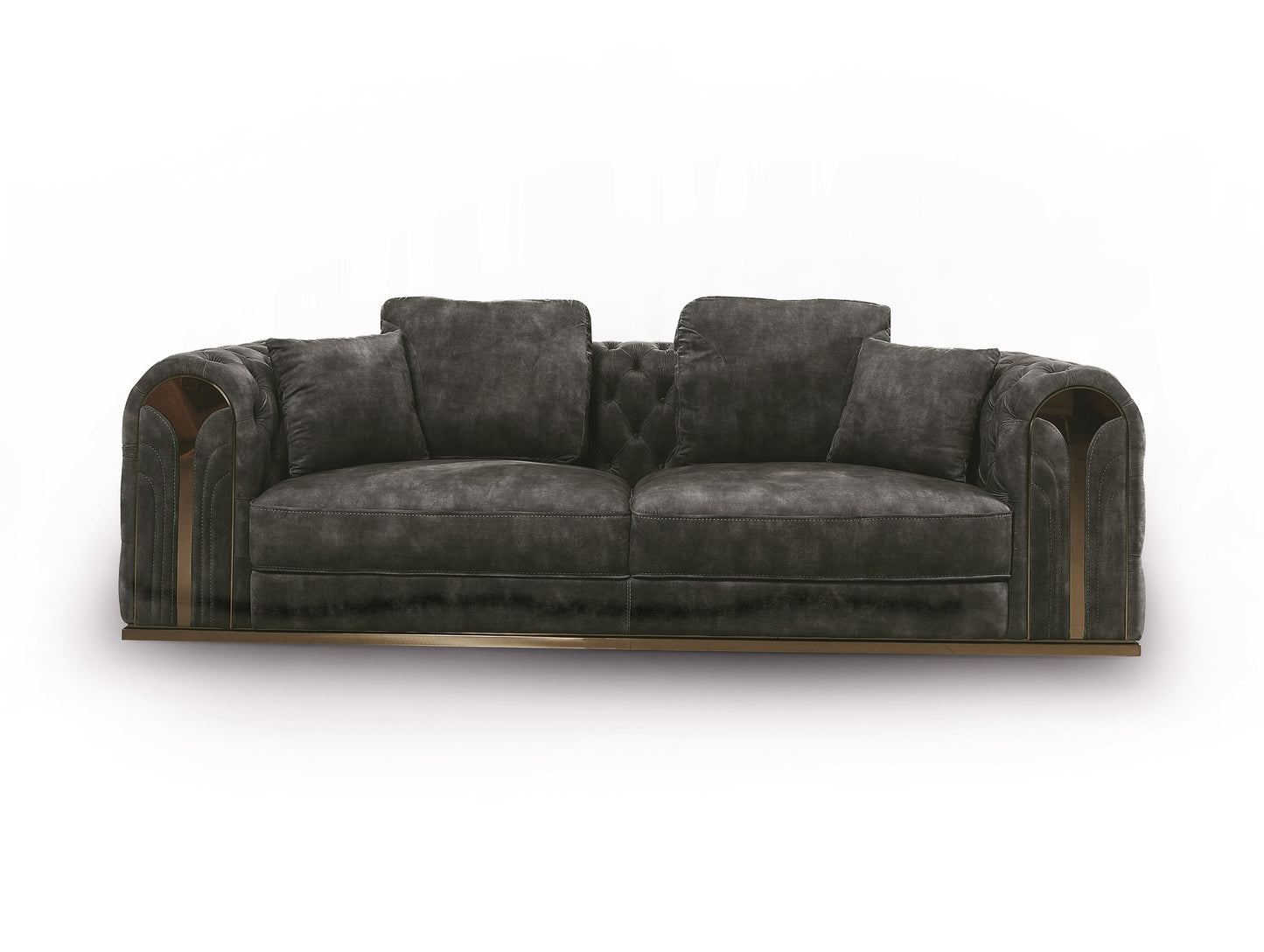 Divani Casa Dosie - Transitional Grey Velvet Sofa Set