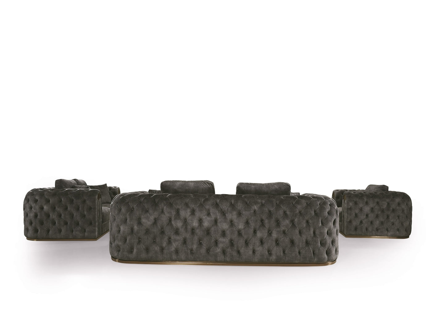Divani Casa Dosie - Transitional Grey Velvet Sofa Set