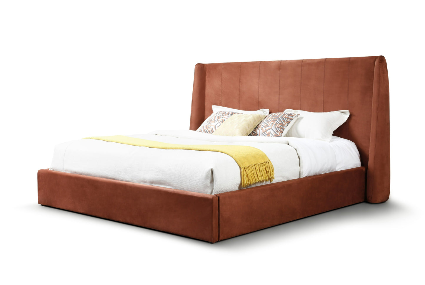 Modrest Roma - Modern Burnt Orange Microfiber Upholstered Bed