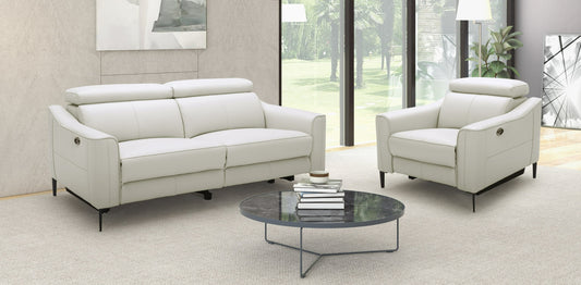 Divani Casa Eden - Modern White Leather Sofa With 2 Recliners