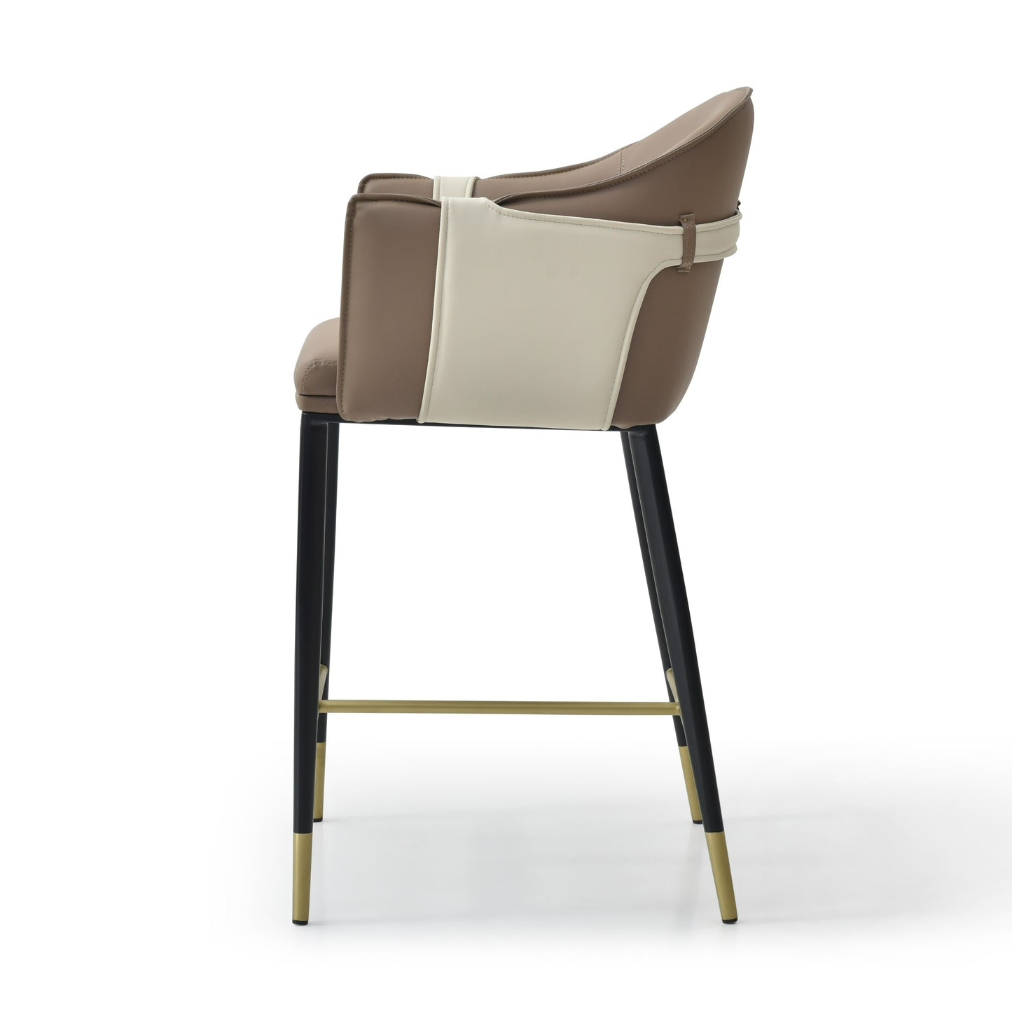 Modrest Calderon - Modern Brown & Beige Vegan Leather Counter Chair