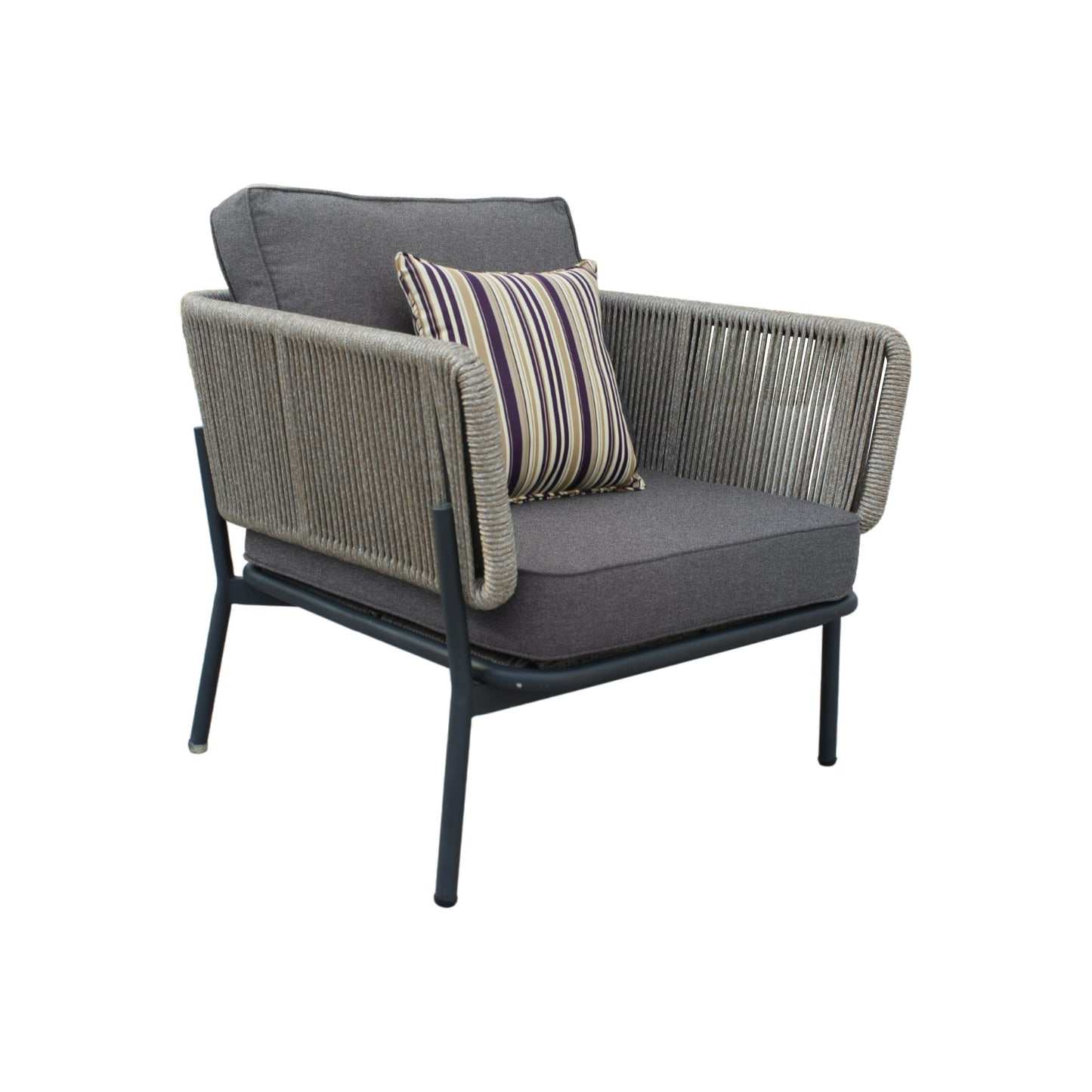 Renava Suntide - Outdoor Grey Fabric + Beige Rattan + Grey Acacia Sofa Set