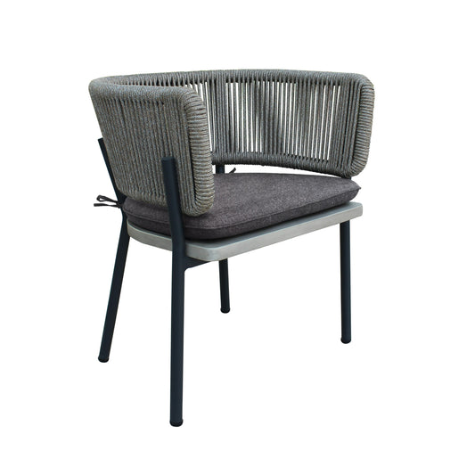 Renava Suntide - Outdoor Grey Fabric + Grey Acacia + Beige Rattan Dining Set