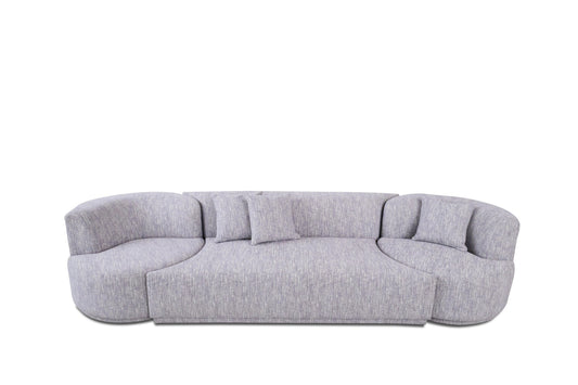 Divani Casa Beau - Modern Light Grey Fabric Sectional Sofa With 2 Swirling Chair