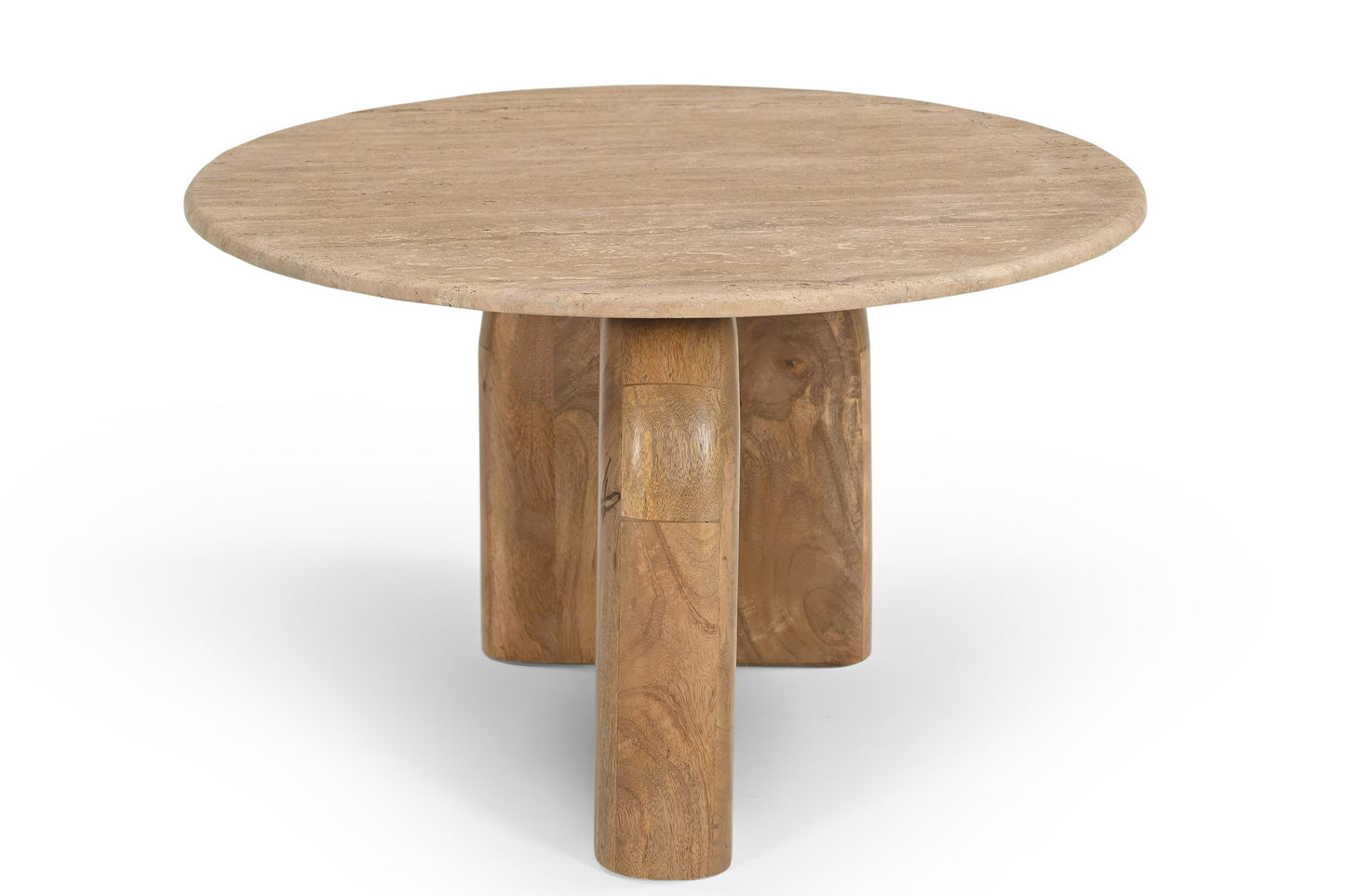 Modrest Kellison - Modern Travertine Marble + Wood End Table