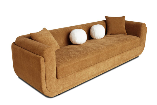 Divani Casa Tiene - Modern Orange Fabric 4-Seat Sofa