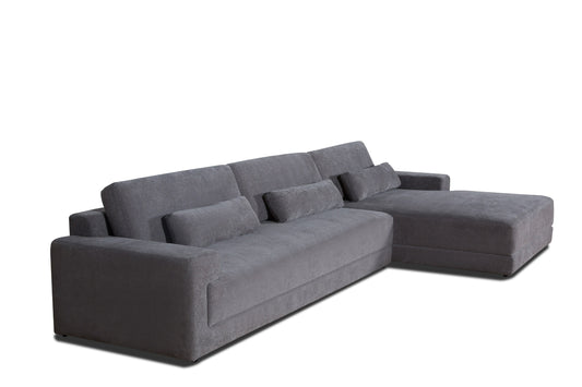 Divani Casa Loki - Modern Grey Fabric Right Facing Sectional Sofa